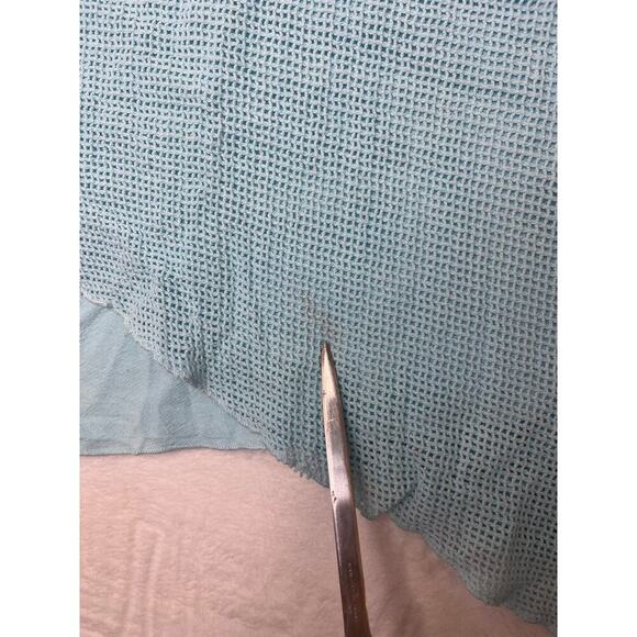 VTG Color Me Cotton 90s Blue Coastal Grandma sz XL Swing Netted Tank Lagenlook - Picture 7 of 7